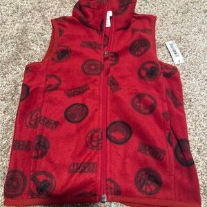 Marvel Red Sleeveless Fleece Vest with Black Logos
